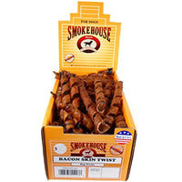 Smokehouse Dog Treats, 60 Count, Bacon Skin Twist, 60-Count