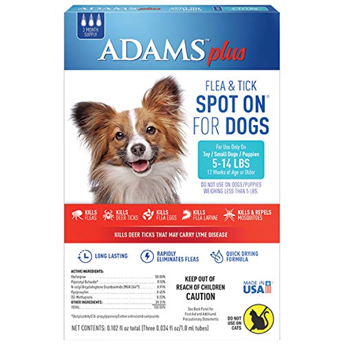 Adams Plus Fleas and Tick Prevention Spot On for Dogs Topical 3 month supply Small Dog 5 to 14 lbs