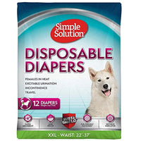 Simple Solution True Fit Disposable Dog Diapers for Female Dogs | Super Absorbent with Wetness Indicator | XXL | 12 Count