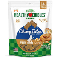 Nylabone Healthy Edibles Natural Chewy Bites Soft Dog Chew Treats Peanut Butter 12 oz.