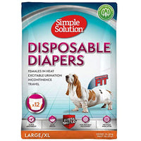 Simple Solution Disposable Dog Diapers for Female Dogs | Super Absorbent Leak-Proof Fit | Large | 12 Count