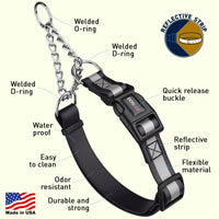 Reflective Biothane Martingale Collar with Quick Release Buckle