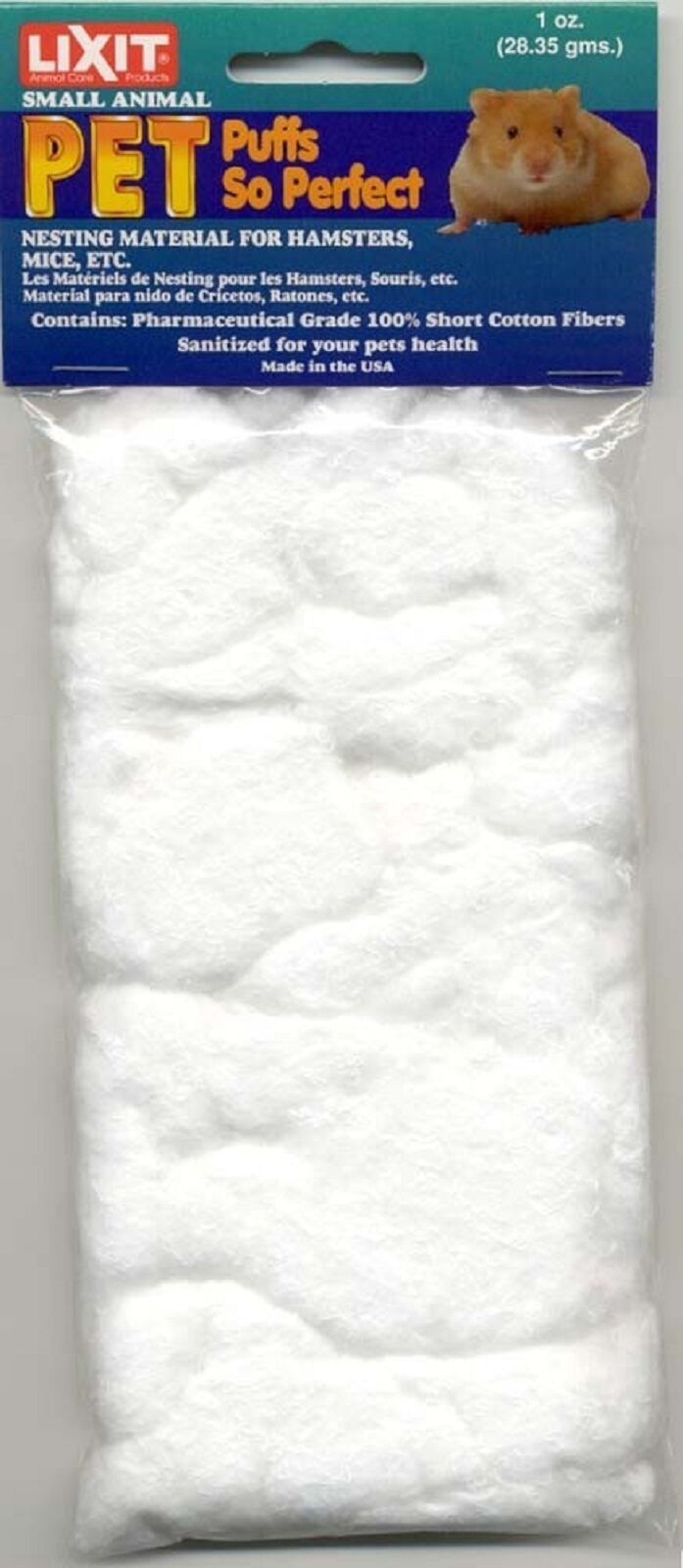 Lixit Pure Pet Puffs Cotton Nesting Material for Hamsters, Mice, Etc. 1oz