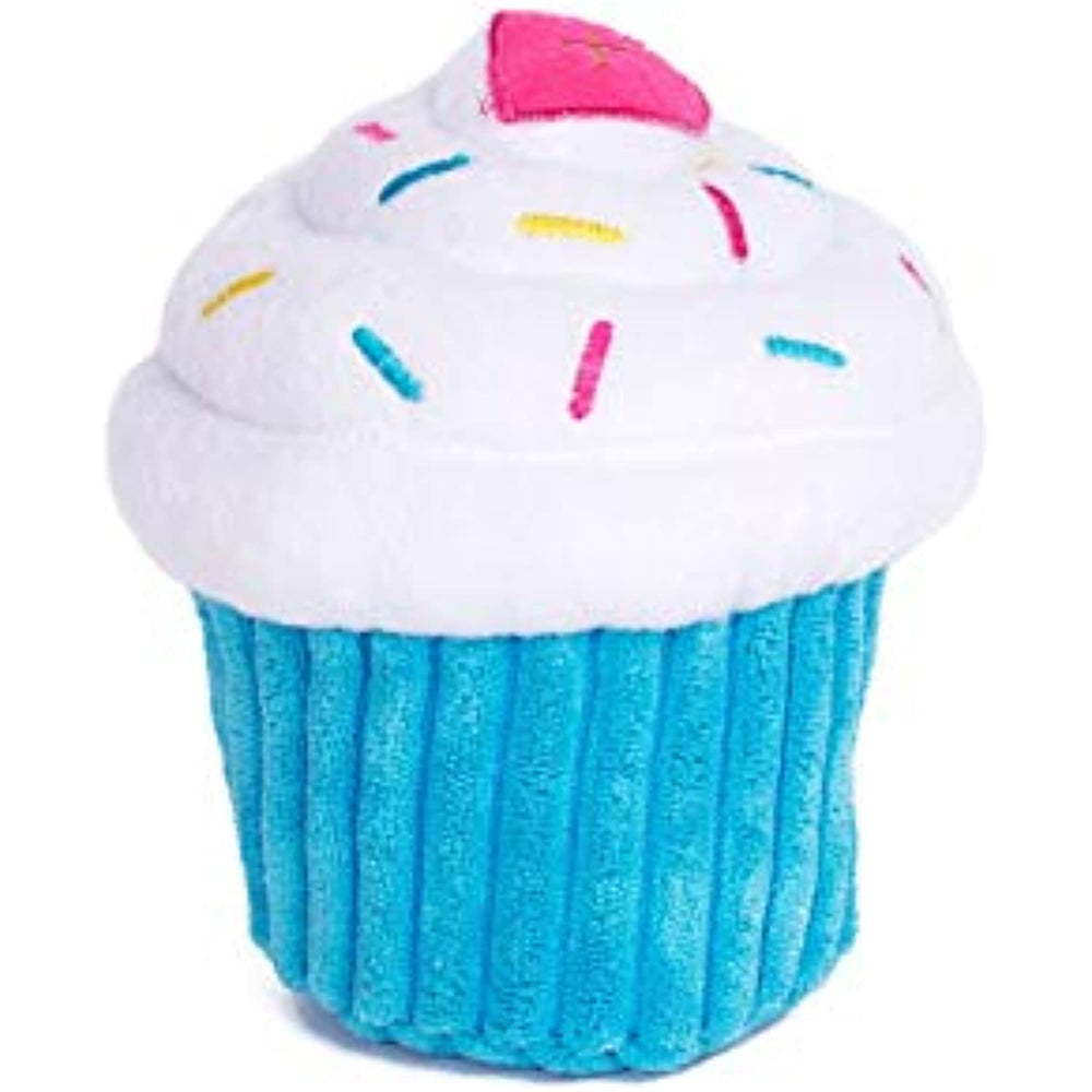 ZippyPaws - Cupcake Stuffed Plush Dog Toy with Two Squeakers - Blue