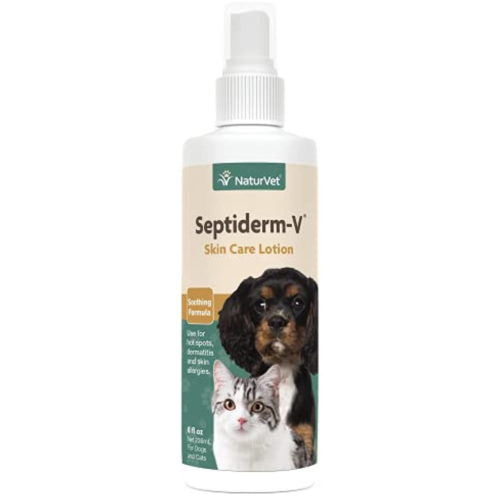 NaturVet Green Tree Septiderm-V Skin Care Lotion for Dogs & Cats – Pet Health Supplement for Dermatitis, Dog Skin Allergies, Itching, Hot Spots, Cat Rashes – Pet Lotion, Grooming Aid – 8 Oz.