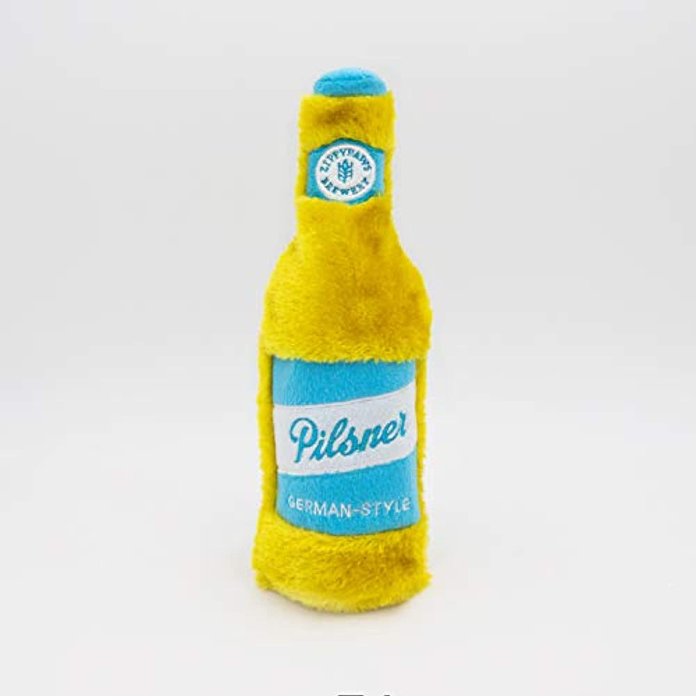 ZippyPaws - Happy Hour Crusherz Water Bottle Dog Toy - No Stuffing, Crunchy - Pilsner