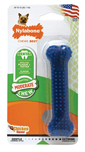Nylabone Moderate Chew FlexiChew Dental Chew Toy Chicken Flavor X-Small/Petite - Up to 15 lbs