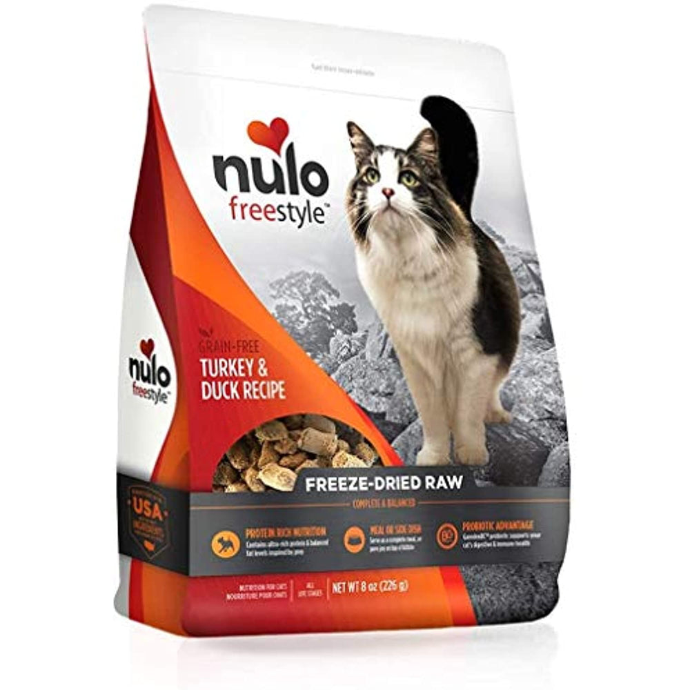 Nulo Freestyle Freeze-Dried Raw Cat Food, Turkey and Duck, 3.5 oz - Grain Free Cat Food with Probiotics