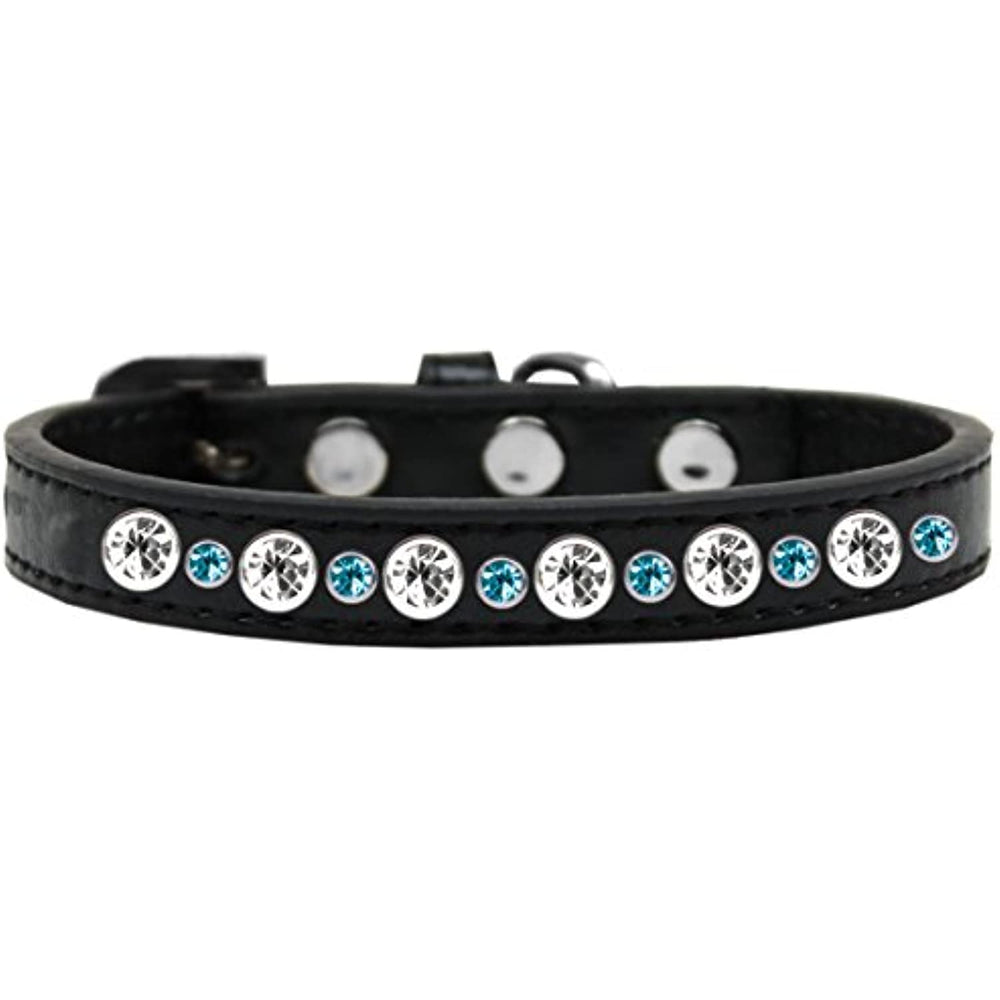 Mirage Pet Products Posh Jeweled Dog Collar Black with Aqua Size 12