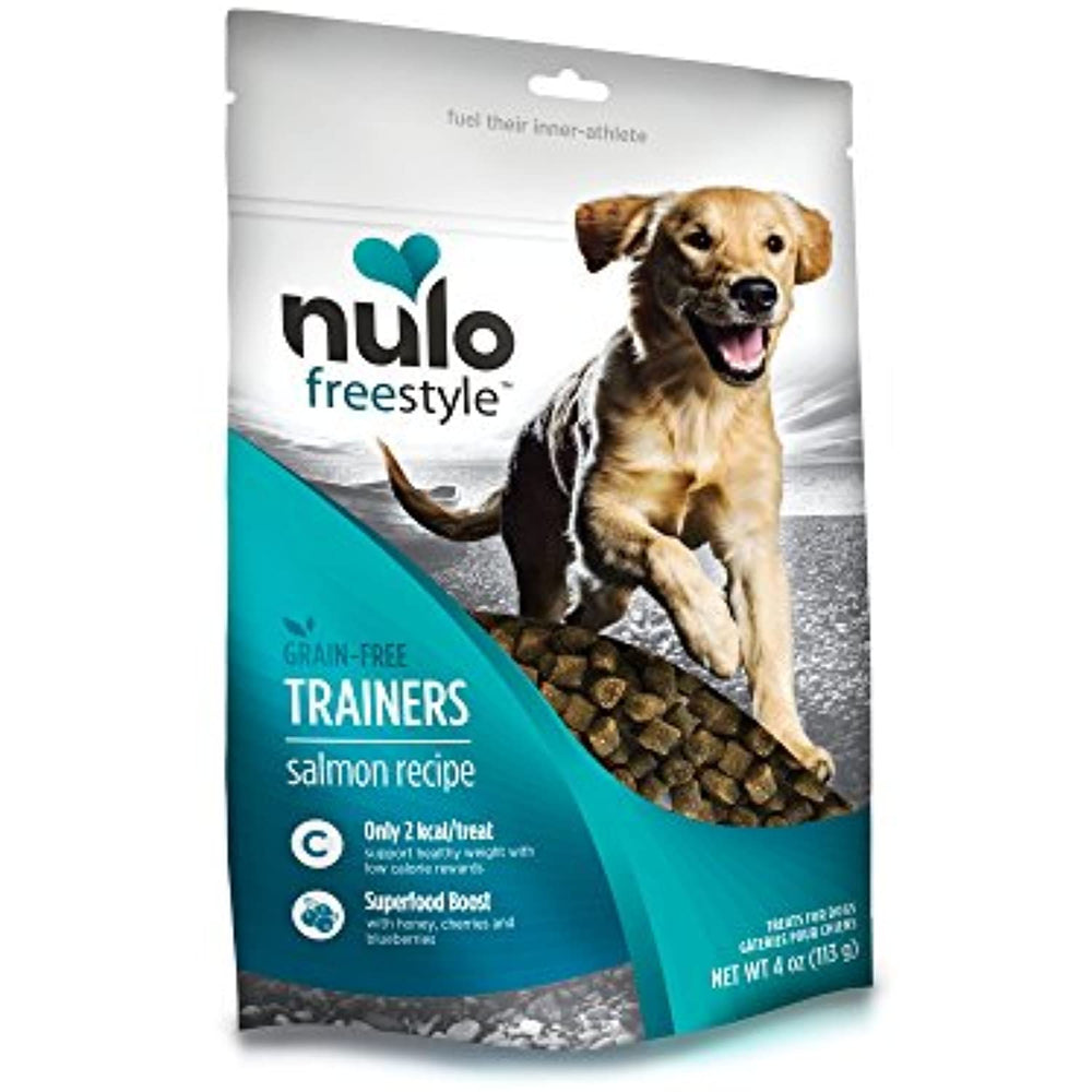Nulo Puppy & Adult Freestyle Trainers Dog Treats: Healthy Gluten Free Low Calorie Grain Free Dog Training Rewards - Salmon Recipe - 4 Oz Bag