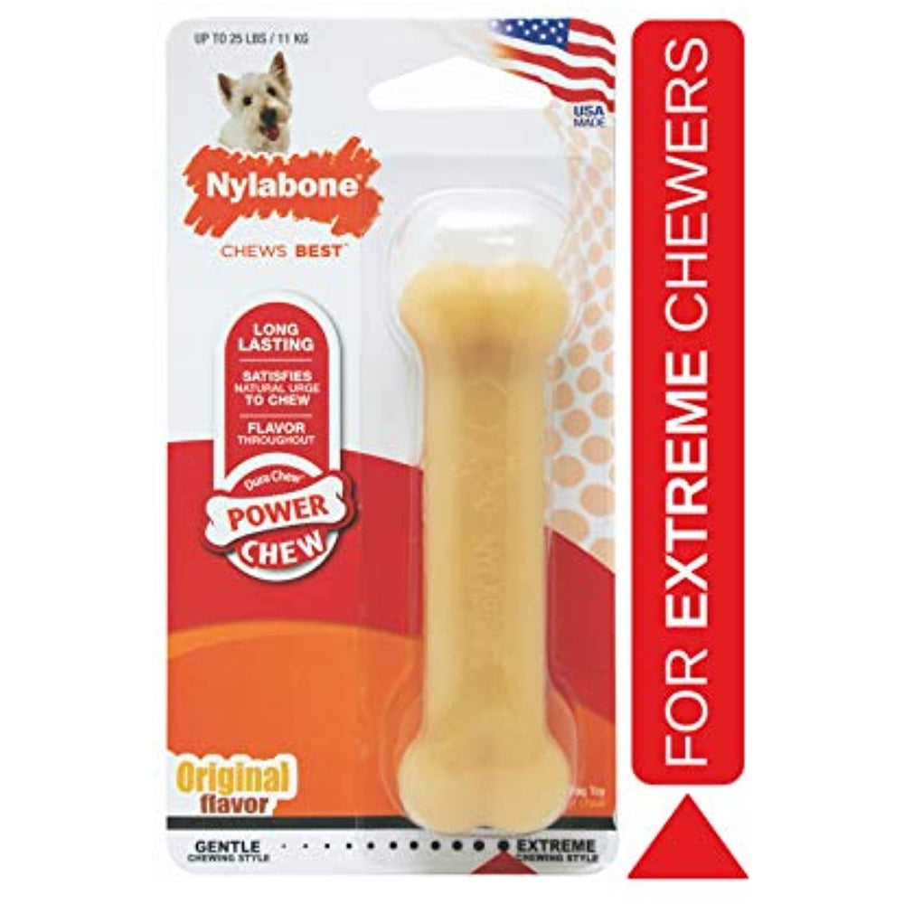 Nylabone Classic Power Chew Flavored Durable Dog Chew Toy, Original, 1 count, Regular, Natural, Small/Regular - Up to 25 lbs. (NR102)