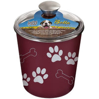 Loving Pets Bella Dog Bowl Canister/Treat Container, Merlot