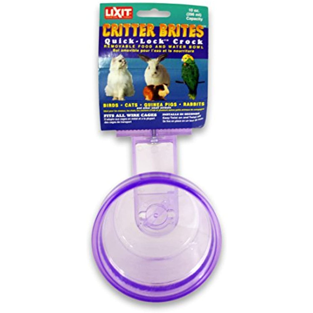 Lixit Corporation SLX0510 Critter Brites Small Animal Quick Lock Crock, 10-Ounce, Colors Vary