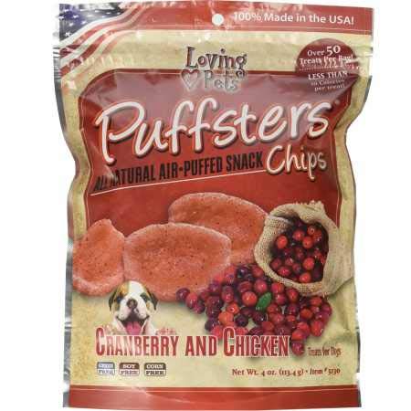 Loving Pets Puffsters Cranberry and Chicken Chips for Dogs, 4 oz
