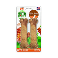 Nylabone Healthy Edibles All-Natural Long Lasting Bacon Chew Treats 2 count Wolf - Up to 35 lbs.