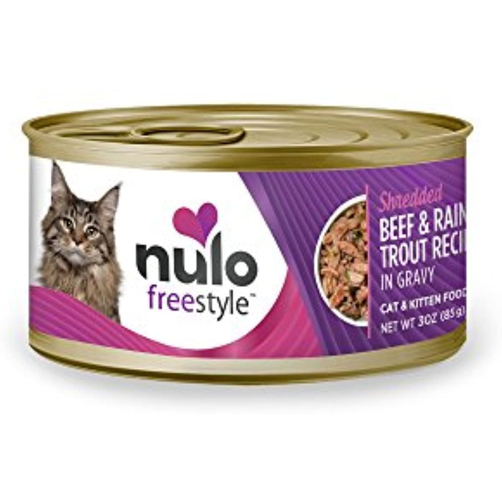 Nulo Adult & Kitten Grain Free Canned Wet Cat Food (Beef & Rainbow Trout Recipe, 3 Oz, Case of 24)