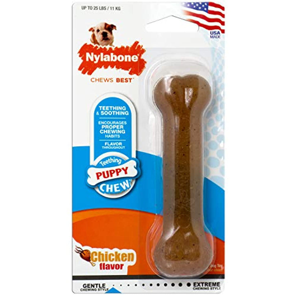 Nylabone Just for Puppies Teething Chew Toy Chicken Flavor Small/Regular - Up to 25 lbs. (N200P)