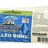 Redbarn 3 to 6" Filled Dog Bones (Peanut Butter, Cheese N' Bacon, Beef), Natural Long-Lasting Dental Treats; Suitable for Aggressive Chewers. (Lamb, Large (6") - 1 Bone)