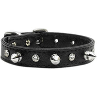 Mirage Pet Products Just The Basics Crystal and Spike Collars, 16-Inch, Black