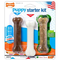Nylabone Puppy Starter Kit Dog Chew Toys & Treat Chicken & Bacon Flavor Small/Regular - Up to 25 lbs.