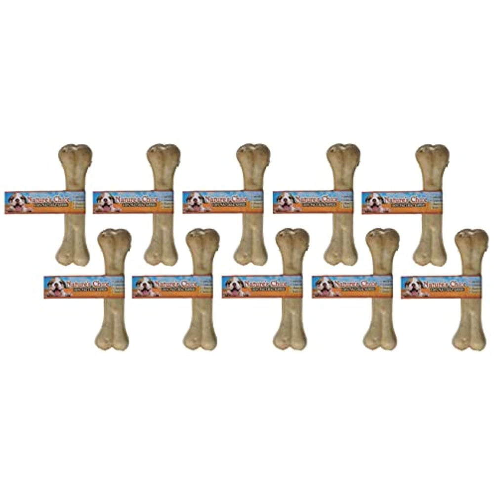 Loving Pets Dlv4706 10-Pack Natures Choice Natural Pressed Rawhide Bones For Dogs, 6-1/2-Inch