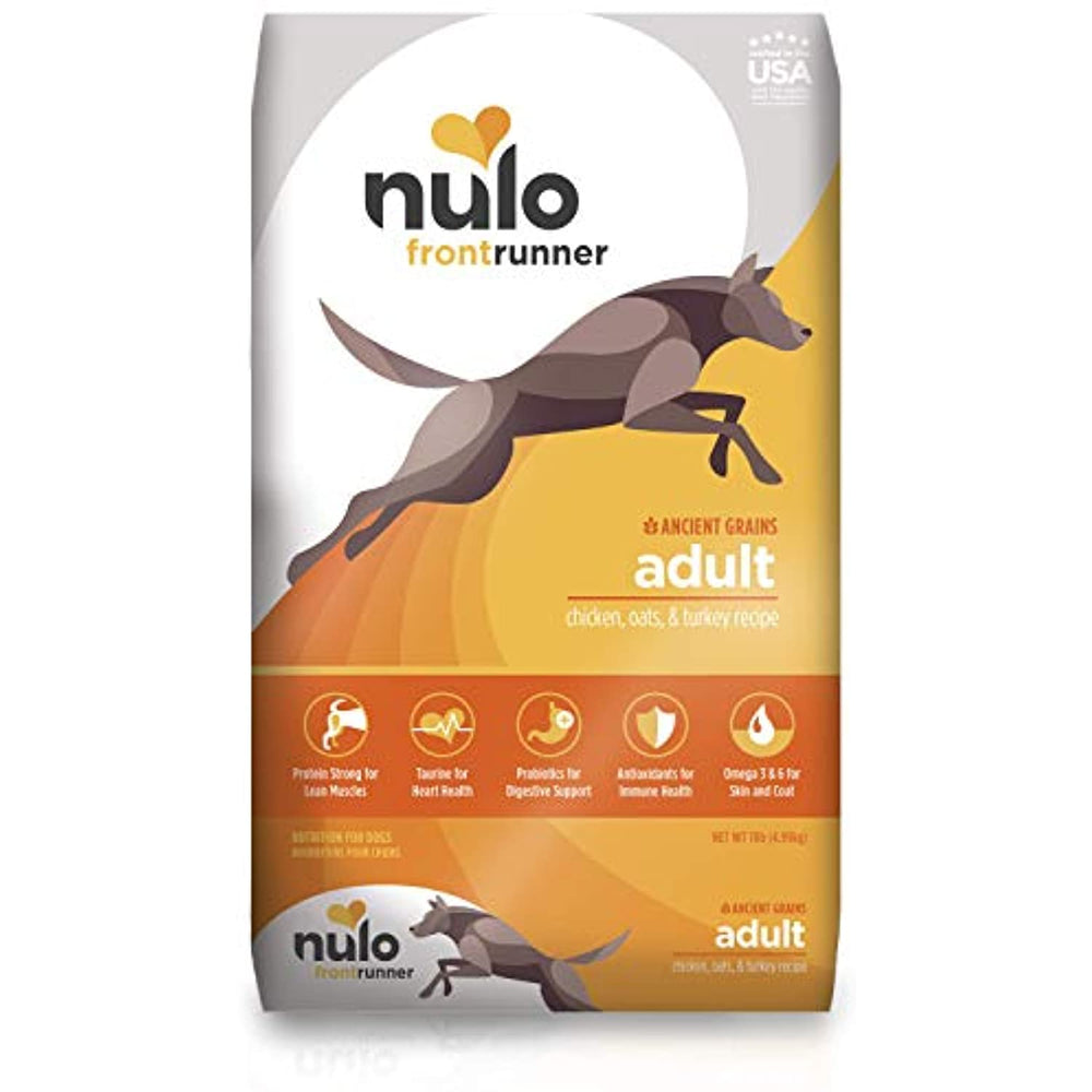 Nulo Frontrunner Dry Dog Food for Adult Dogs - Grain Inclusive Recipe with Chicken, Oats, and Turkey - All Natural Pet Foods with High Taurine Levels