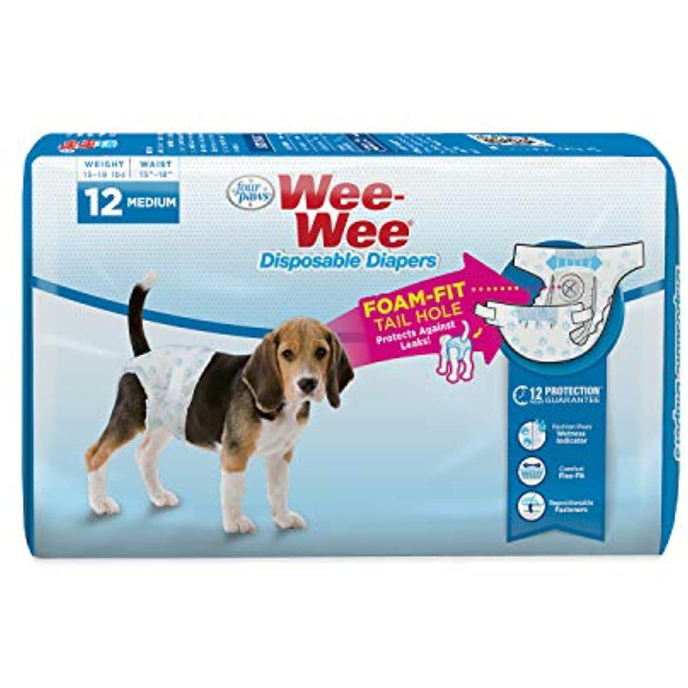 Four Paws Wee-Wee Disposable Dog Diapers 12 Count Medium