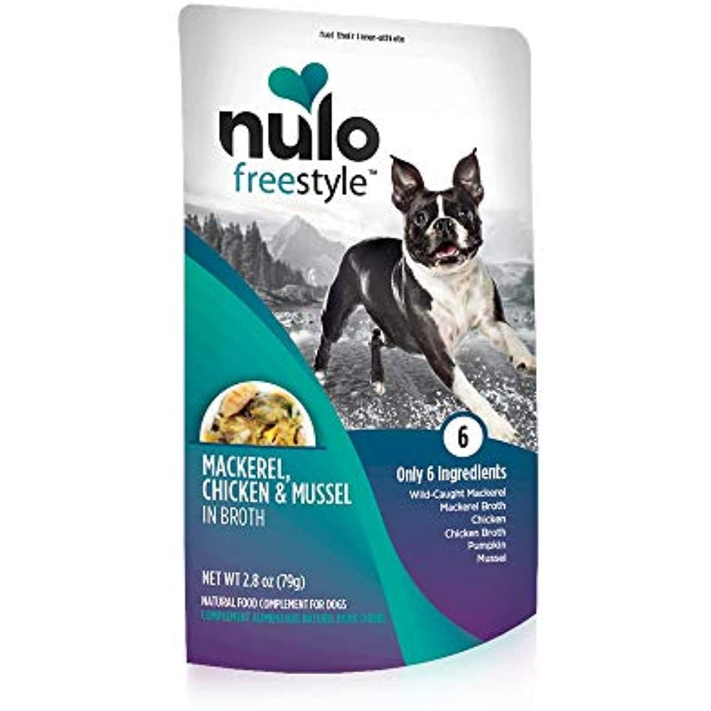 Nulo, Freestyle Puppy & Adult Mackerel, Chicken & Mussel Recipe Dog Food Pouch, 2.8 oz
