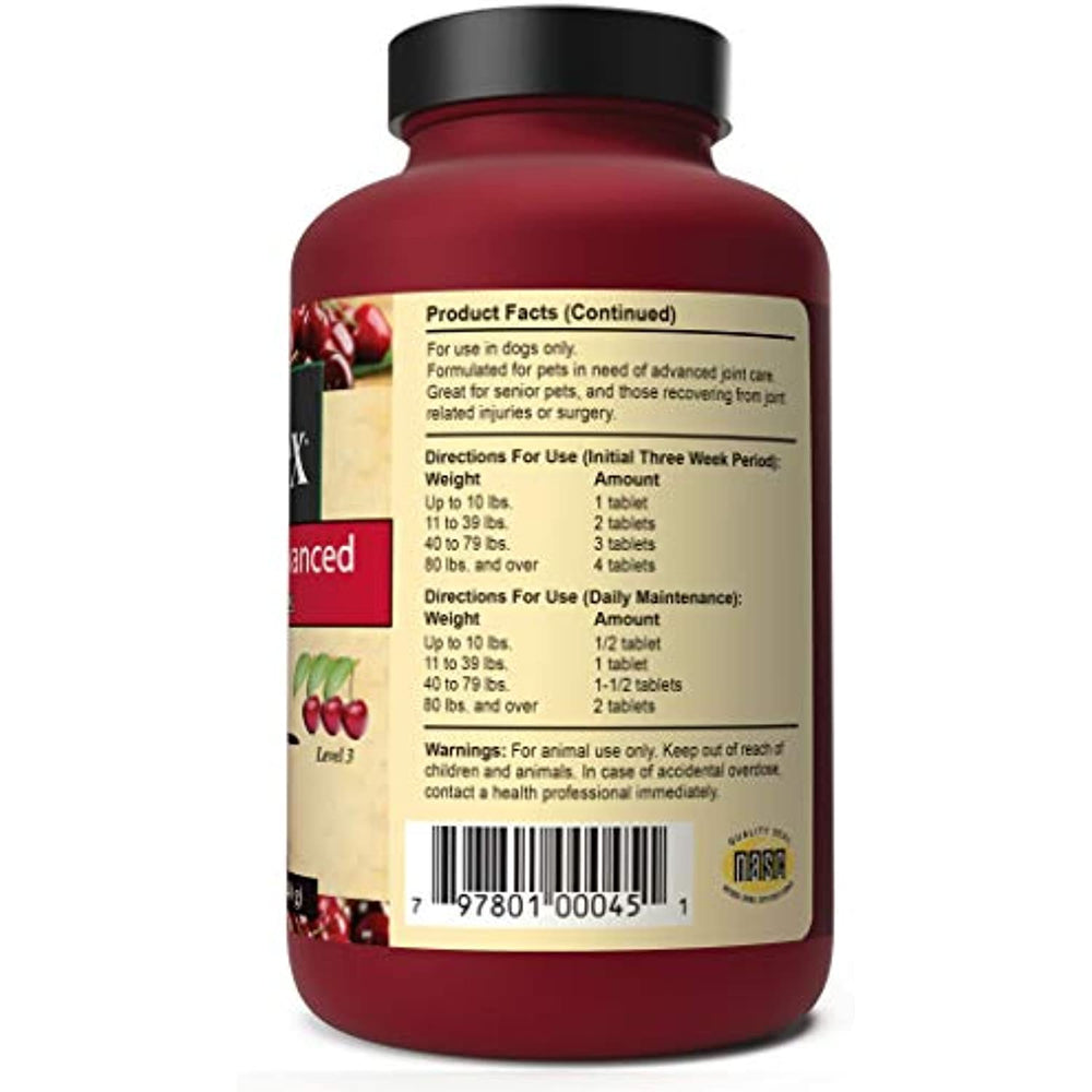 Overby Farm Hip Flex Level 3 Advanced Care with Tart Cherries Joint Support Supplement for Dogs, Chewable Tablets, Made in the USA, 40 Count