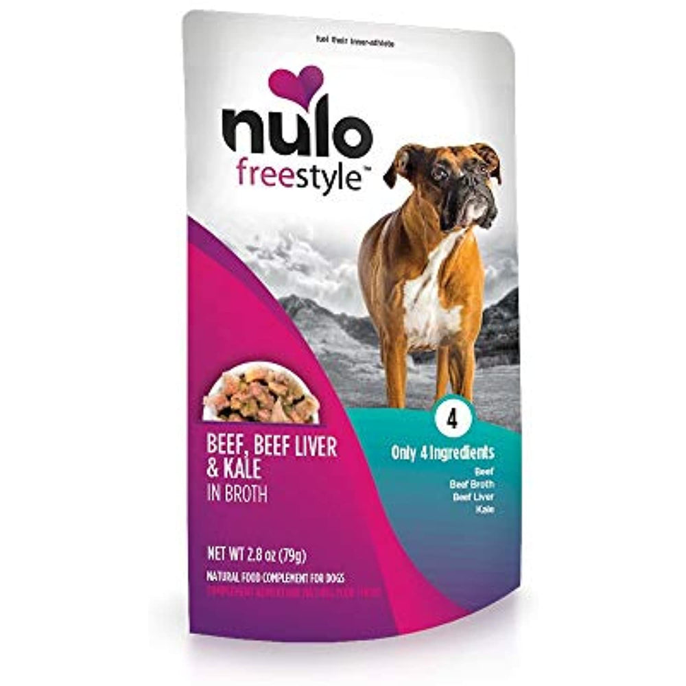 Nulo, Freestyle Puppy & Adult Beef, Beef Liver & Kale in Broth Recipe Dog Food Pouch, 2.8 oz