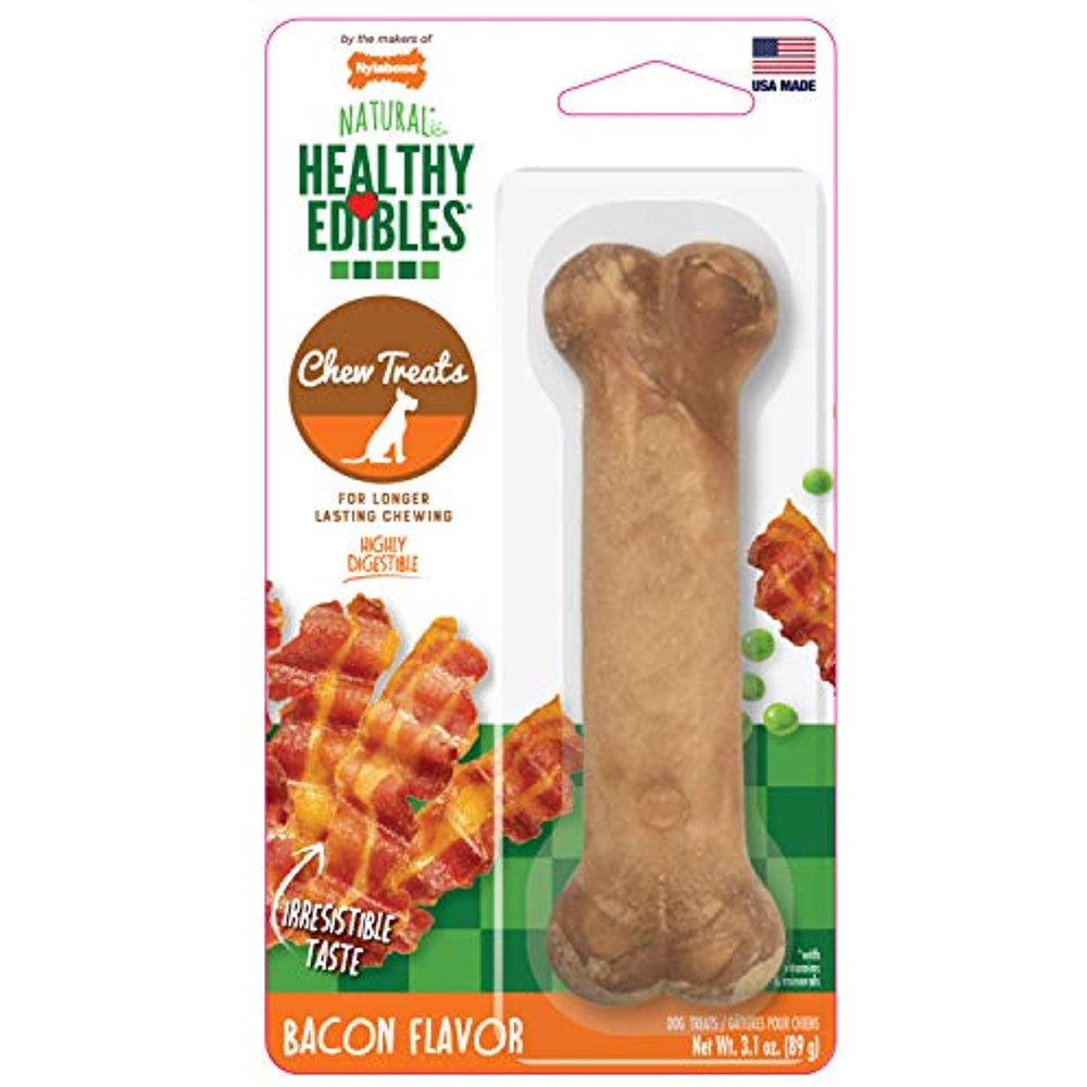 Nylabone Healthy Edibles Bacon Flavored Dog Treats | All Natural Grain Free Dog Treats Made In the USA Only |