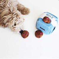 
              ZippyPaws Food Buddies Burrow Interactive Dog Toys - Hide and Seek Dog Toys and Puppy Toys, Colorful Squeaky Dog Toys, and Plush Dog Puzzles, Milk and Cookies
            