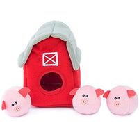 ZippyPaws Farm Pals Burrow Interactive Dog Toys - Hide and Seek Dog Toys and Puppy Toys, Colorful Squeaky Dog Toys, and Plush Dog Puzzles, Bubble Babiez Pig Barn