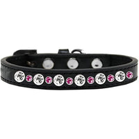 Mirage Pet Products Posh Jeweled Dog Collar Black with Bright Pink Size 12