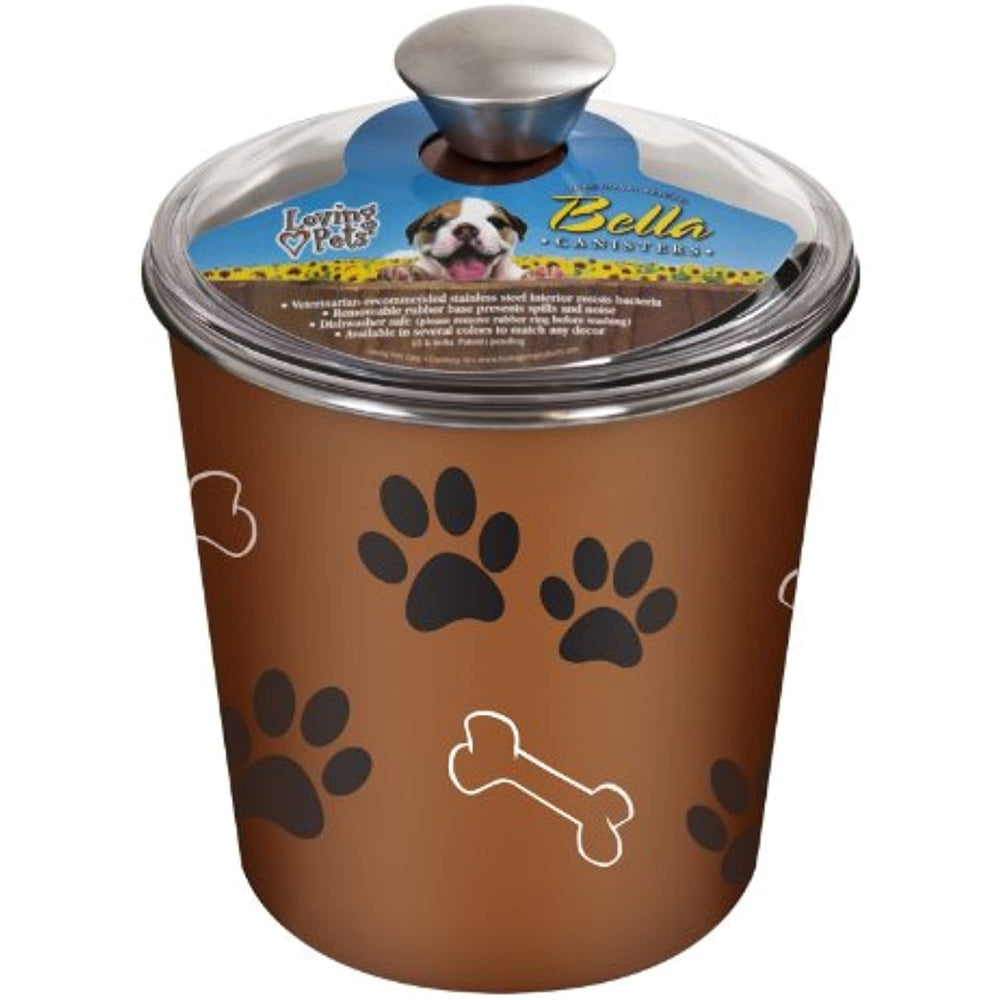 Loving Pets Bella Dog Bowl Canister/Treat Container, Copper