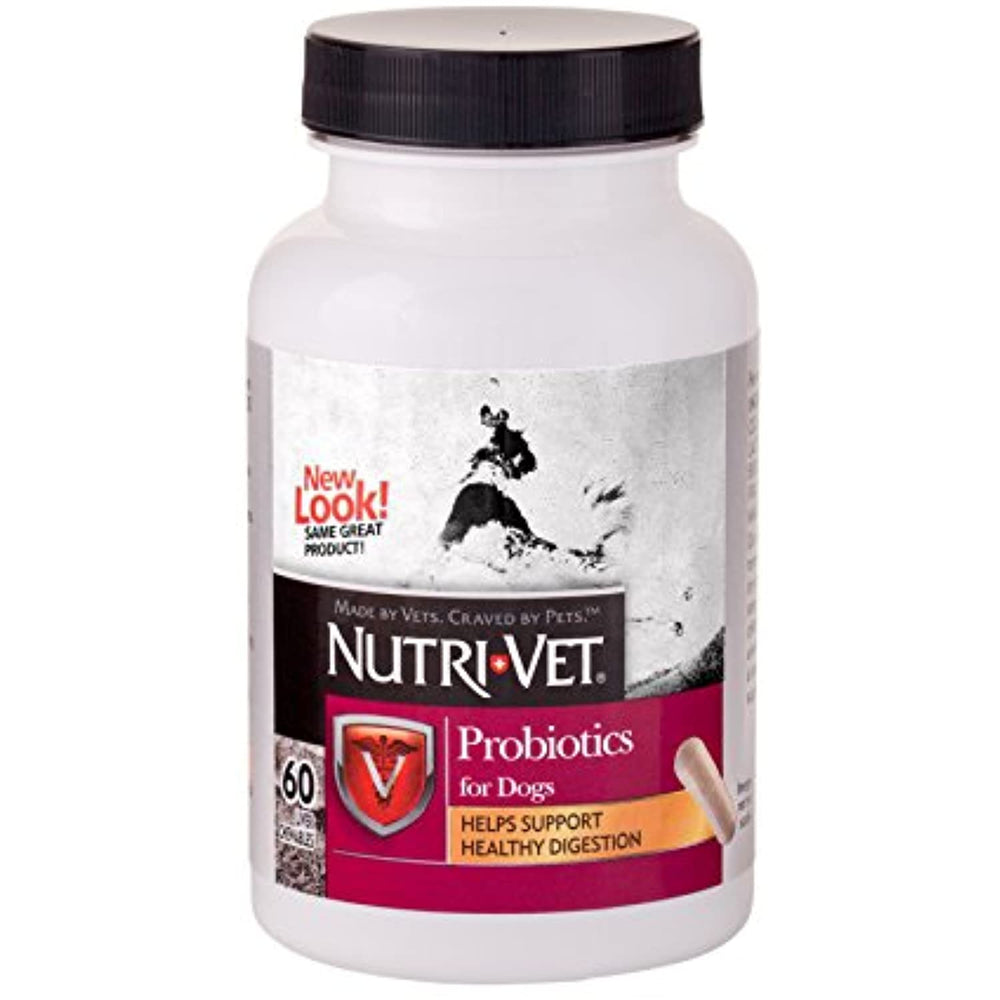 Nutri-Vet Probiotic Capsules for Dogs | Digestive Health Support Dog Probiotics | Give Directly or Sprinkle on Food | 60 Capsules