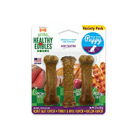 Nylabone Healthy Edibles Puppy Natural Long Lasting Dog Chew Treats Bacon, Roast Beef, Turkey & Apple Petite 3 count, Brown