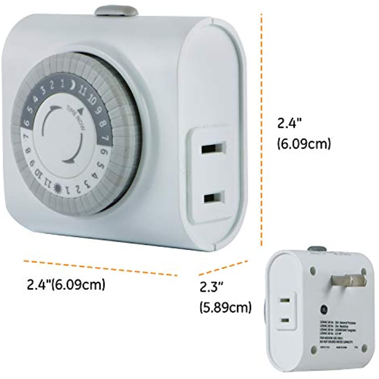 GE 24-Hour 1-Outlet Indoor Plug-In Mechanical Timer, White