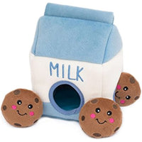 
              ZippyPaws Food Buddies Burrow Interactive Dog Toys - Hide and Seek Dog Toys and Puppy Toys, Colorful Squeaky Dog Toys, and Plush Dog Puzzles, Milk and Cookies
            
