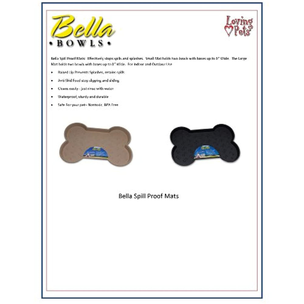 Loving Pets Bella Spill-Proof Pet Mat for Dogs, Small, Black