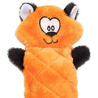 ZippyPaws - Jigglerz Tough No Stuffing Squeaky Plush Dog Toy with Crinkle Head and Tail - Fox