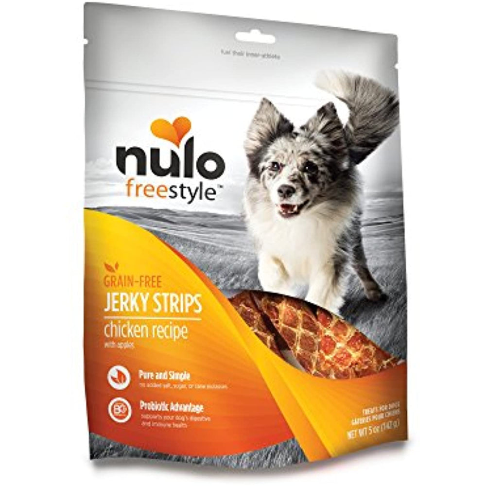 Nulo Freestyle Jerky Dog Treats: Healthy Grain Free Dog Treat - Natural Dog Treats for Training or Reward - Chicken with Apples Recipe - 5 oz Bag