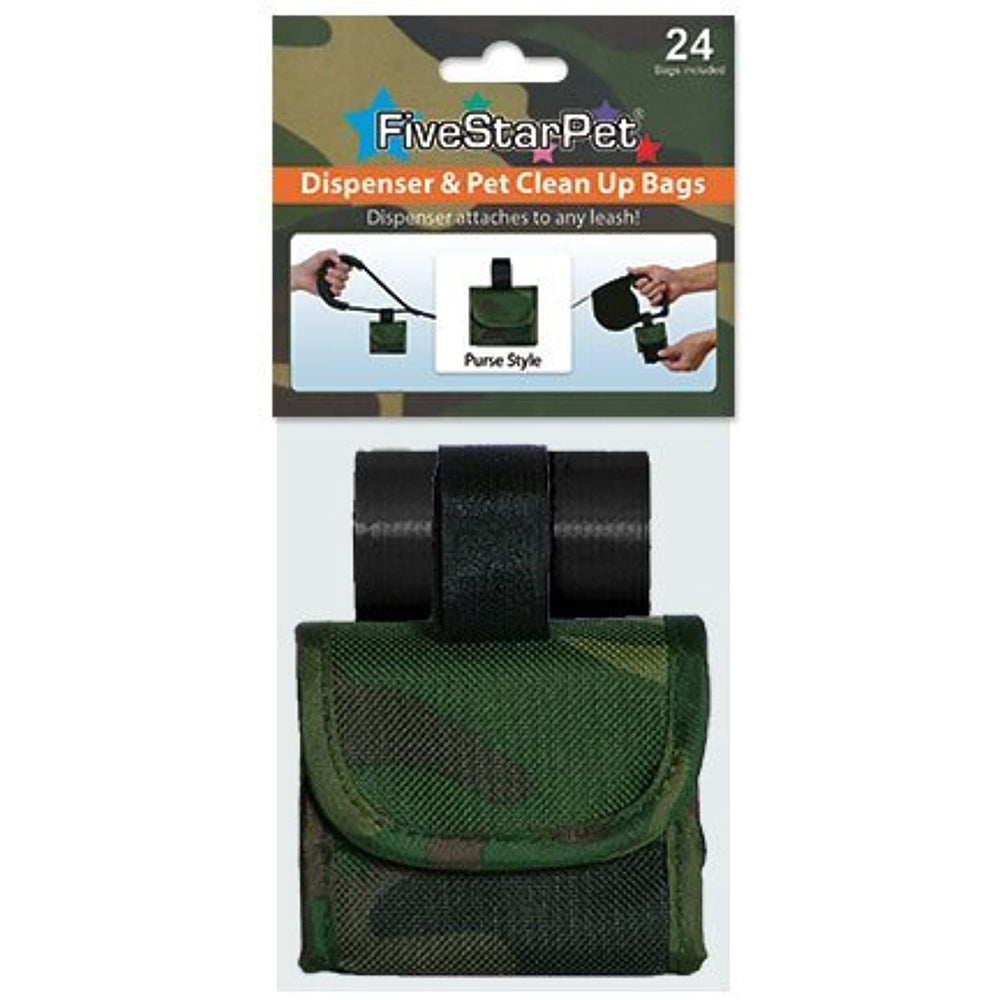 Five Star Pet Green Camouflage Purse Style Dispenser and Pet Clean up Bags