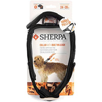 Sherpa Dog Collar with Built in Leash, Black, X-Large