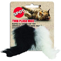 
              Twin Miami Fur Mice - 4" X 4.75" X 1" - Black And White
            