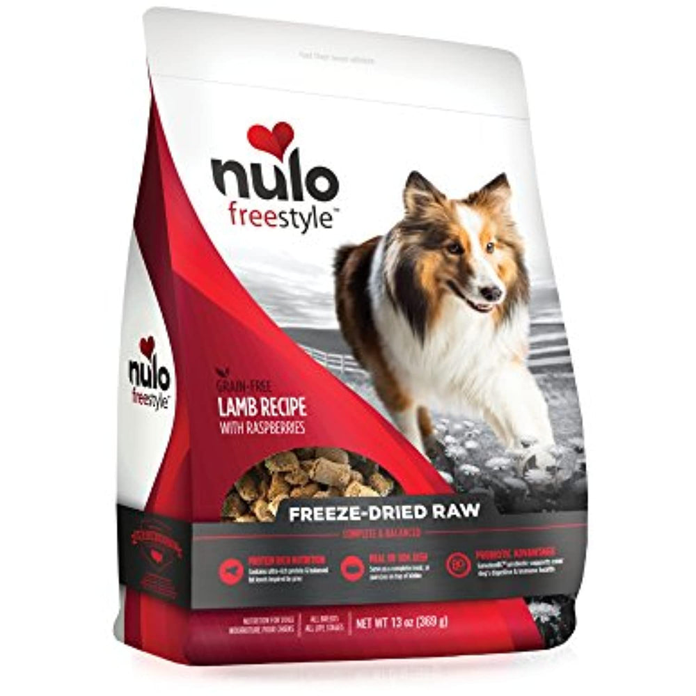 Nulo Freeze Dried Raw Dog Food For All Ages & Breeds: Natural Grain Free Formula With Ganedenbc30 Probiotics - Lamb Recipe - 13 Oz Bag