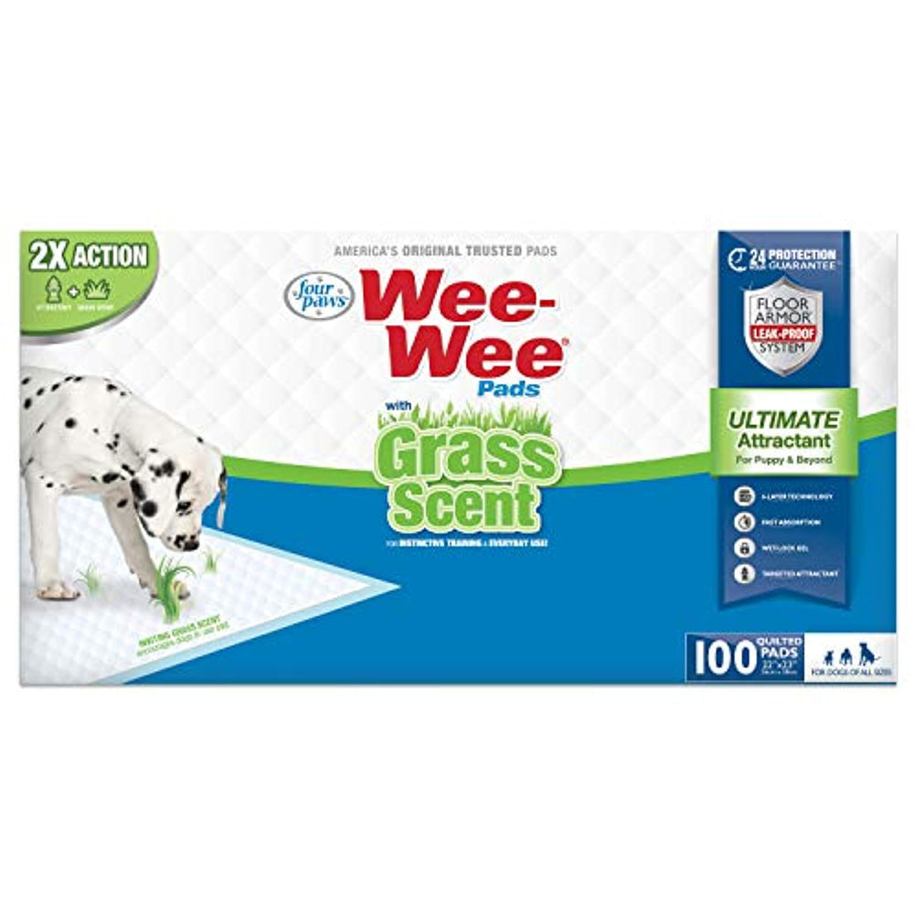 Four Paws Wee-Wee Grass Scented Puppy Pads Grass Scented 100 Count