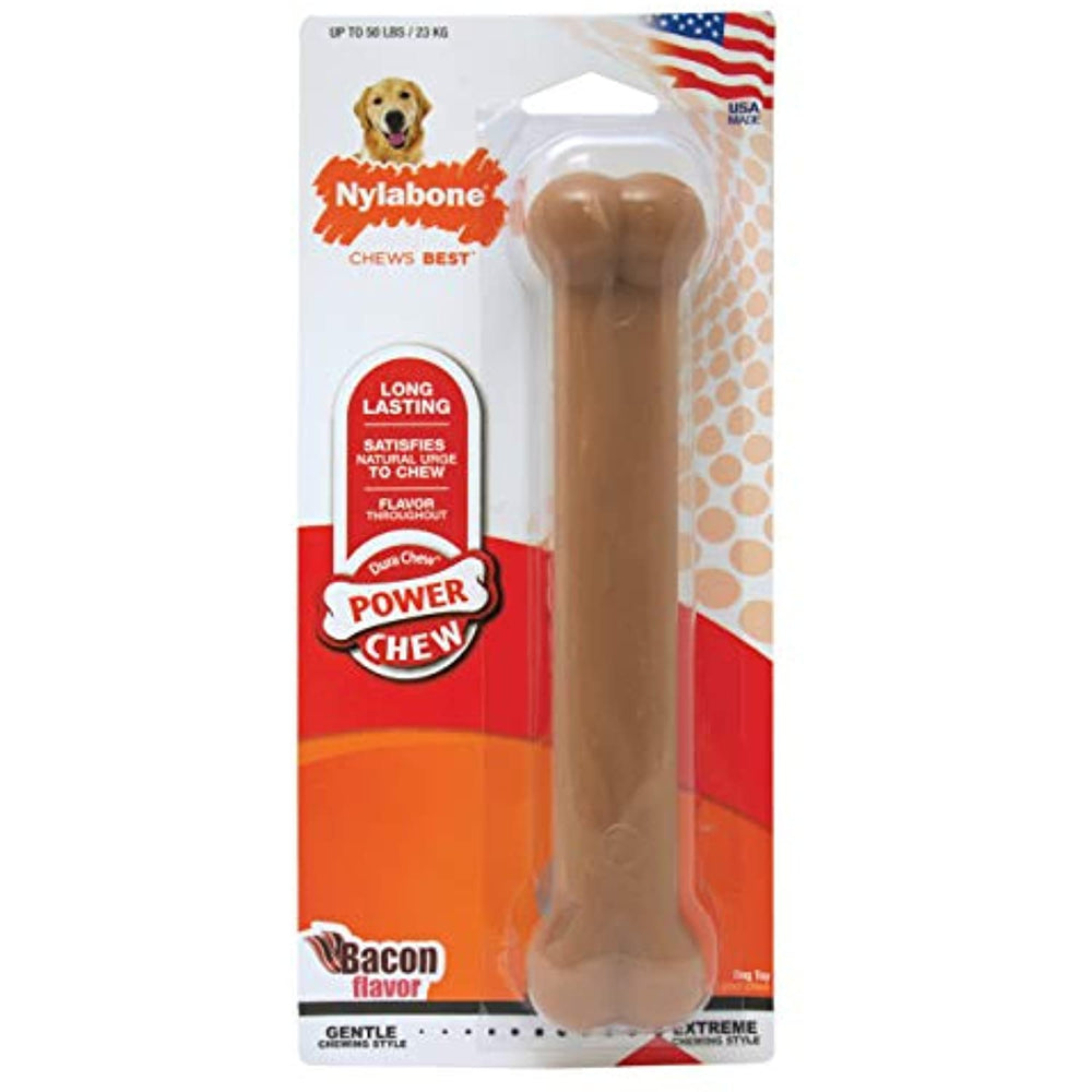 Nylabone Power Chew Flavored Durable Chew Toy for Dogs Bacon Flavor Large/Giant - Up to 50 lbs.