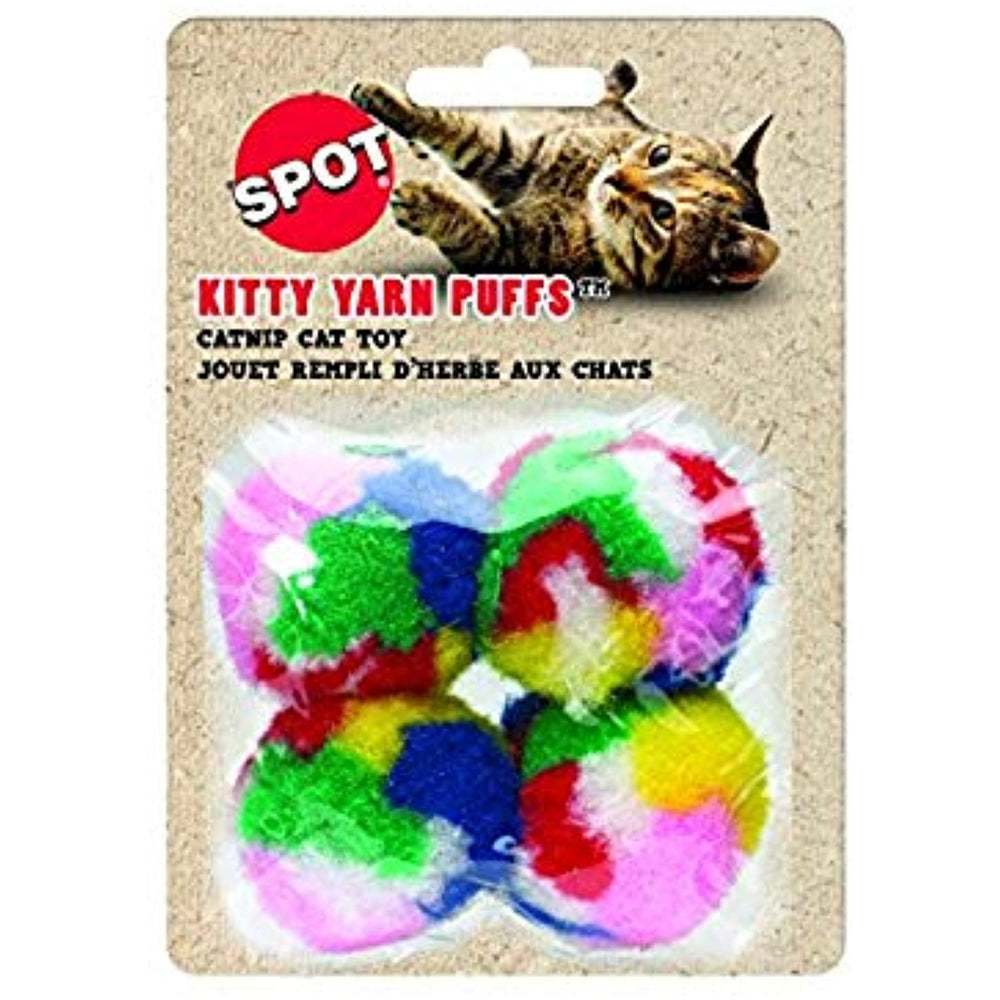 SPOT Kitty Yarn Puffs Colorful Woolen Yarn Cat Toy Contains Catnip 1.5
