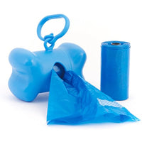 Bags on Board Dog Waste Bag Bone Dispenser with 30 Refill Bags, Blue Bags